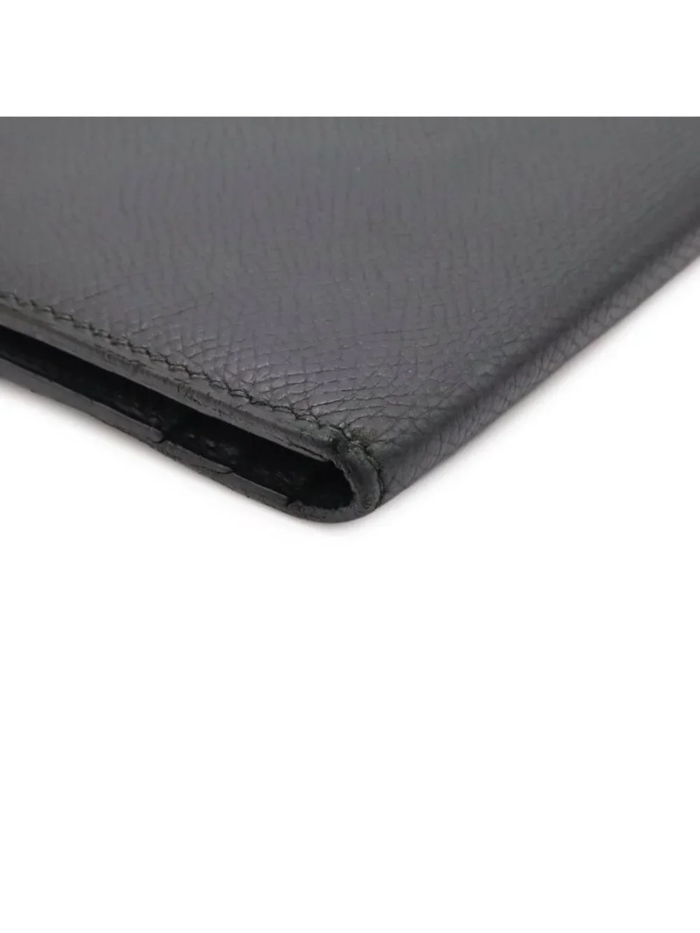 Hermes Bearn Classic Wallet Bifold Courchevel Leather Black Gold